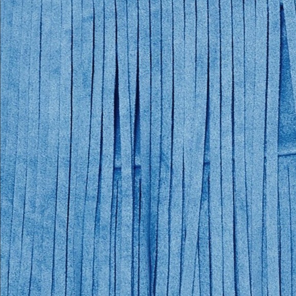 SALE: ⭐️ BLUE FRINGE Mini Faux Suede Skirt - Picture 5 of 6